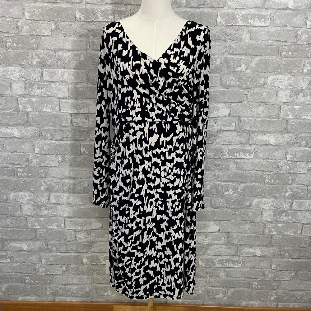Ralph Lauren Elegant White & Black Print  Dress